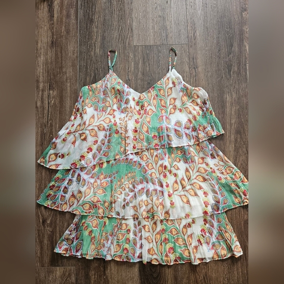 Adelyn Rae Womens Dress Sz M Tiered Multi Color Adjustrable Straps Boho - Picture 7 of 12